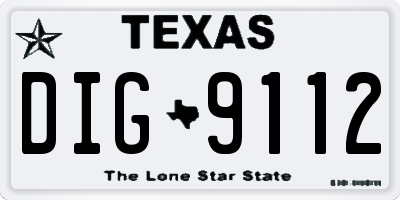 TX license plate DIG9112