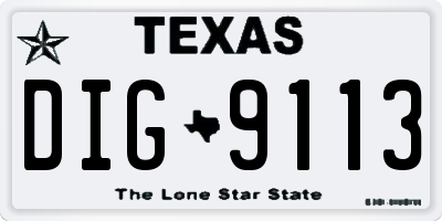 TX license plate DIG9113