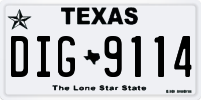 TX license plate DIG9114