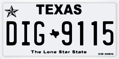 TX license plate DIG9115