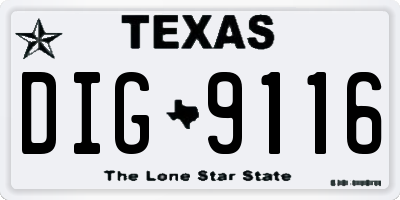 TX license plate DIG9116