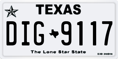 TX license plate DIG9117