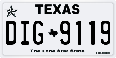 TX license plate DIG9119
