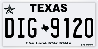 TX license plate DIG9120