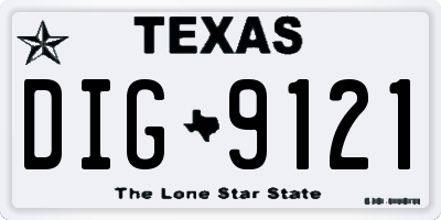 TX license plate DIG9121