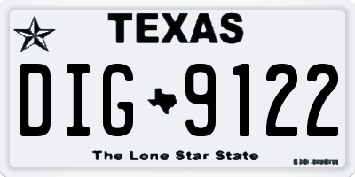 TX license plate DIG9122