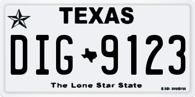 TX license plate DIG9123