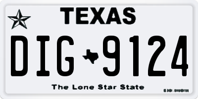 TX license plate DIG9124