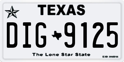 TX license plate DIG9125