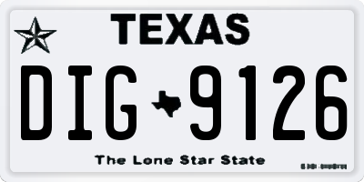 TX license plate DIG9126