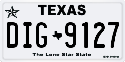 TX license plate DIG9127