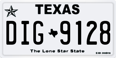 TX license plate DIG9128