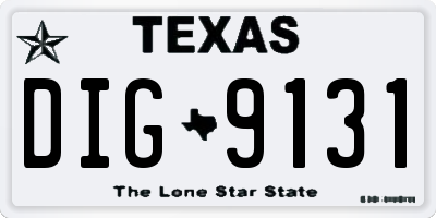 TX license plate DIG9131