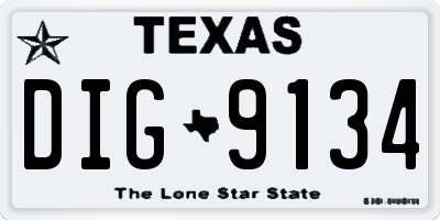 TX license plate DIG9134