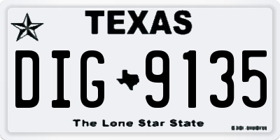 TX license plate DIG9135
