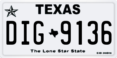TX license plate DIG9136