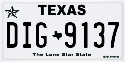 TX license plate DIG9137