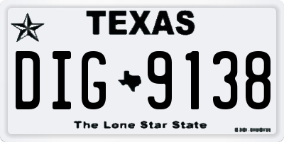 TX license plate DIG9138