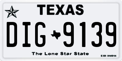 TX license plate DIG9139