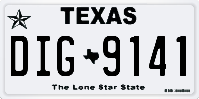 TX license plate DIG9141
