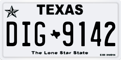 TX license plate DIG9142