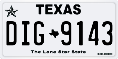 TX license plate DIG9143