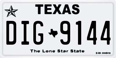 TX license plate DIG9144