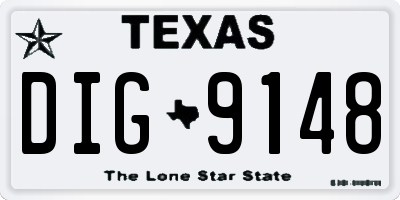 TX license plate DIG9148