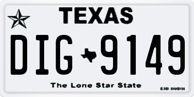TX license plate DIG9149