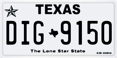 TX license plate DIG9150