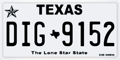 TX license plate DIG9152