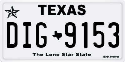 TX license plate DIG9153