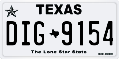 TX license plate DIG9154