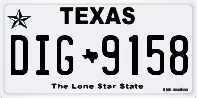 TX license plate DIG9158