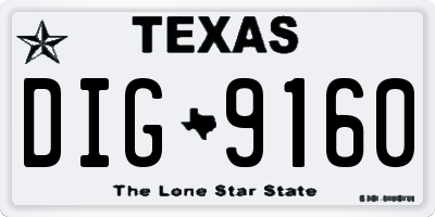 TX license plate DIG9160
