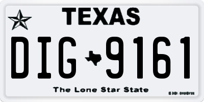 TX license plate DIG9161