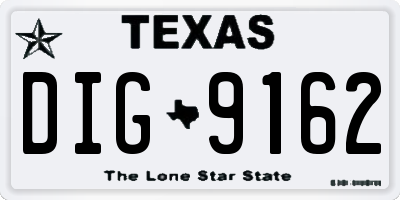 TX license plate DIG9162