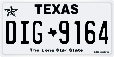 TX license plate DIG9164