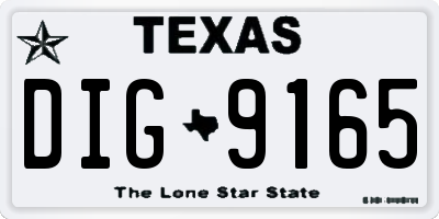 TX license plate DIG9165