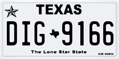 TX license plate DIG9166