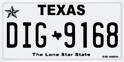 TX license plate DIG9168