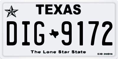 TX license plate DIG9172