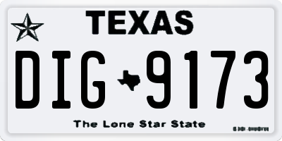 TX license plate DIG9173