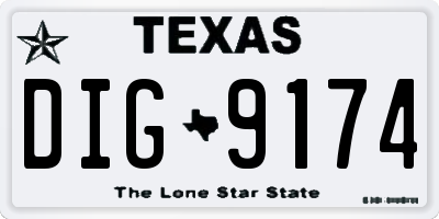TX license plate DIG9174
