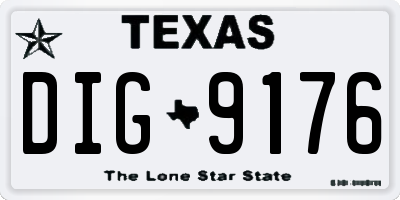 TX license plate DIG9176