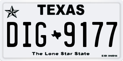 TX license plate DIG9177