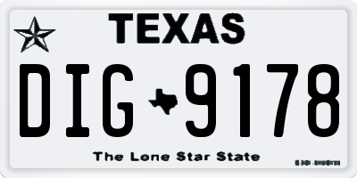 TX license plate DIG9178