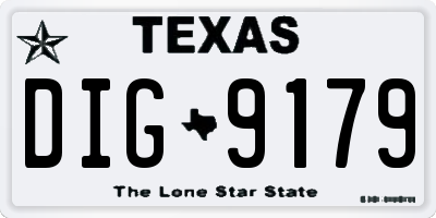 TX license plate DIG9179