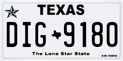 TX license plate DIG9180