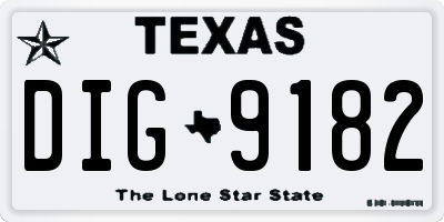 TX license plate DIG9182